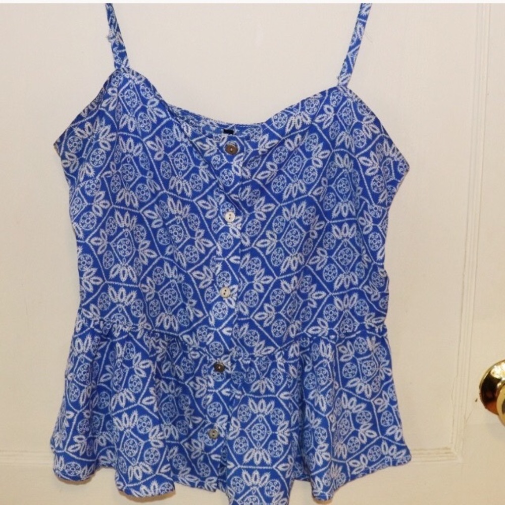 Blue Tribal peplum top